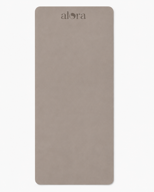 beige yoga mat with branding